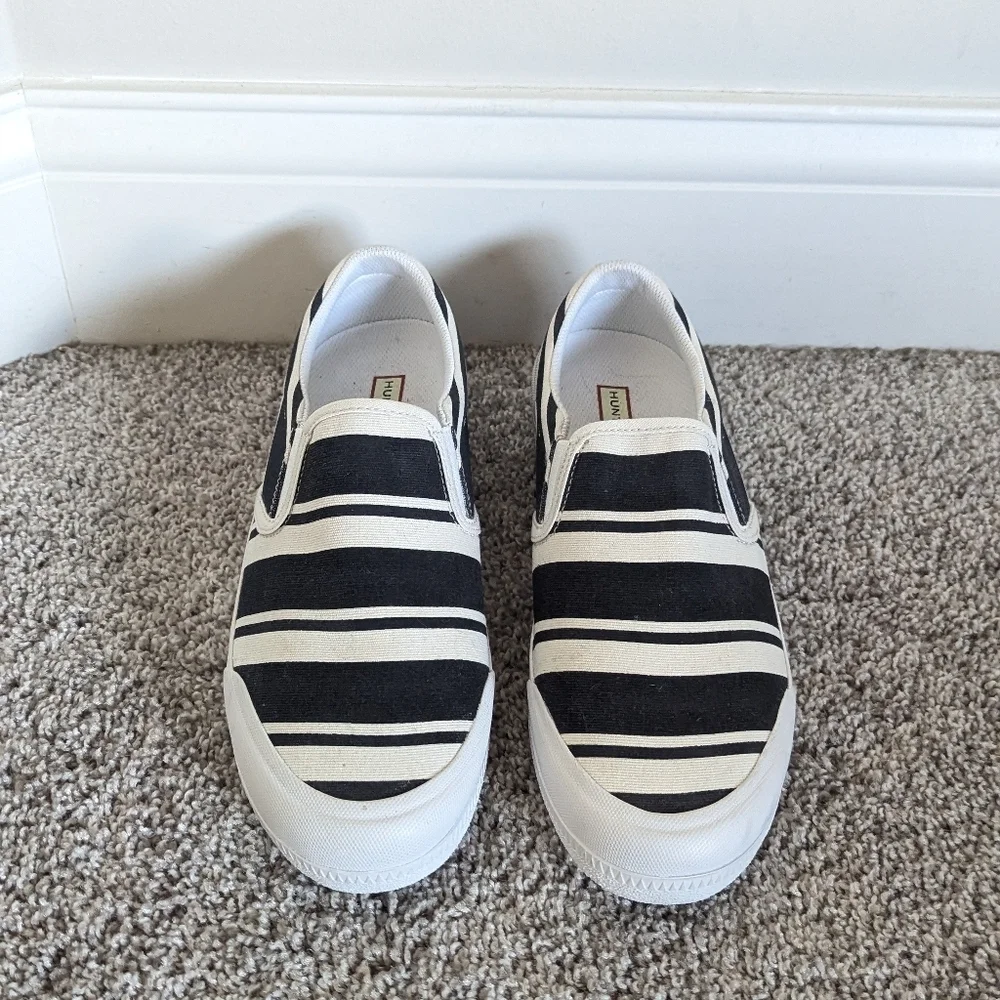 Hunter Garden Stripe Plimsoll Slip On Deck Shoe sz 8